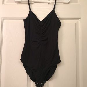 Black Ruched Bodysuit